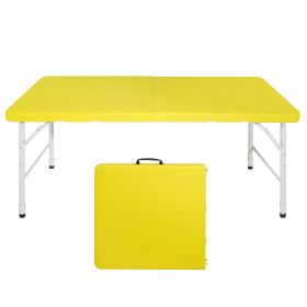 4ft Yellow Portable Folding Table Indoor&Outdoor Maximum Weight 135KG Foldable Table For Camping (Color: Yellow)