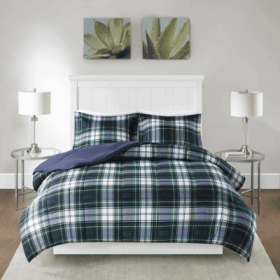 Scotchgard Down  All Season Comforter Set (Option: Navy-Queen)