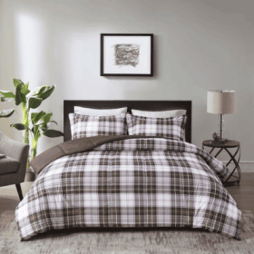 Scotchgard Down  All Season Comforter Set (Option: Brown-Queen)