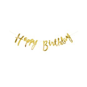 Golden English Happy Birthday Birthday Banner 2.5m (Option: 60pc)