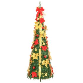 Artificial Christmas Tree Pop-up  LEDs Green 59.1 (Color: Green)