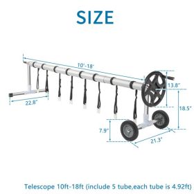 18ft Five Sections, Each Section 1.5m, Swimming Pool Membrane Roller 60kg Black (Option: 18ft)