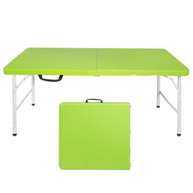 4ft Green Portable Folding Table Indoor&Outdoor Maximum Weight 135KG Foldable Table For Camping (Color: Green)